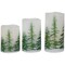 Northlight Set of 3 Flameless Frosted Pines Flickering LED Christmas Wax Pillar Candles 6"